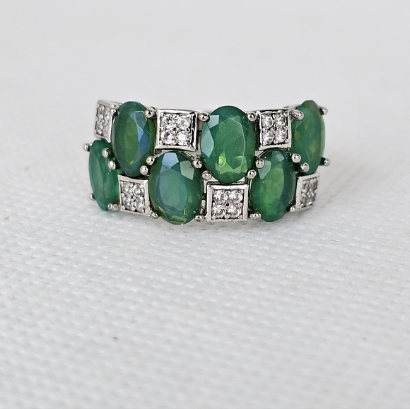 Genuine Opal & White Zircon Ring in Sterling Silver! Size 7! - Picture 13 of 14